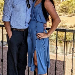 Pretty denim blue racer back dress.